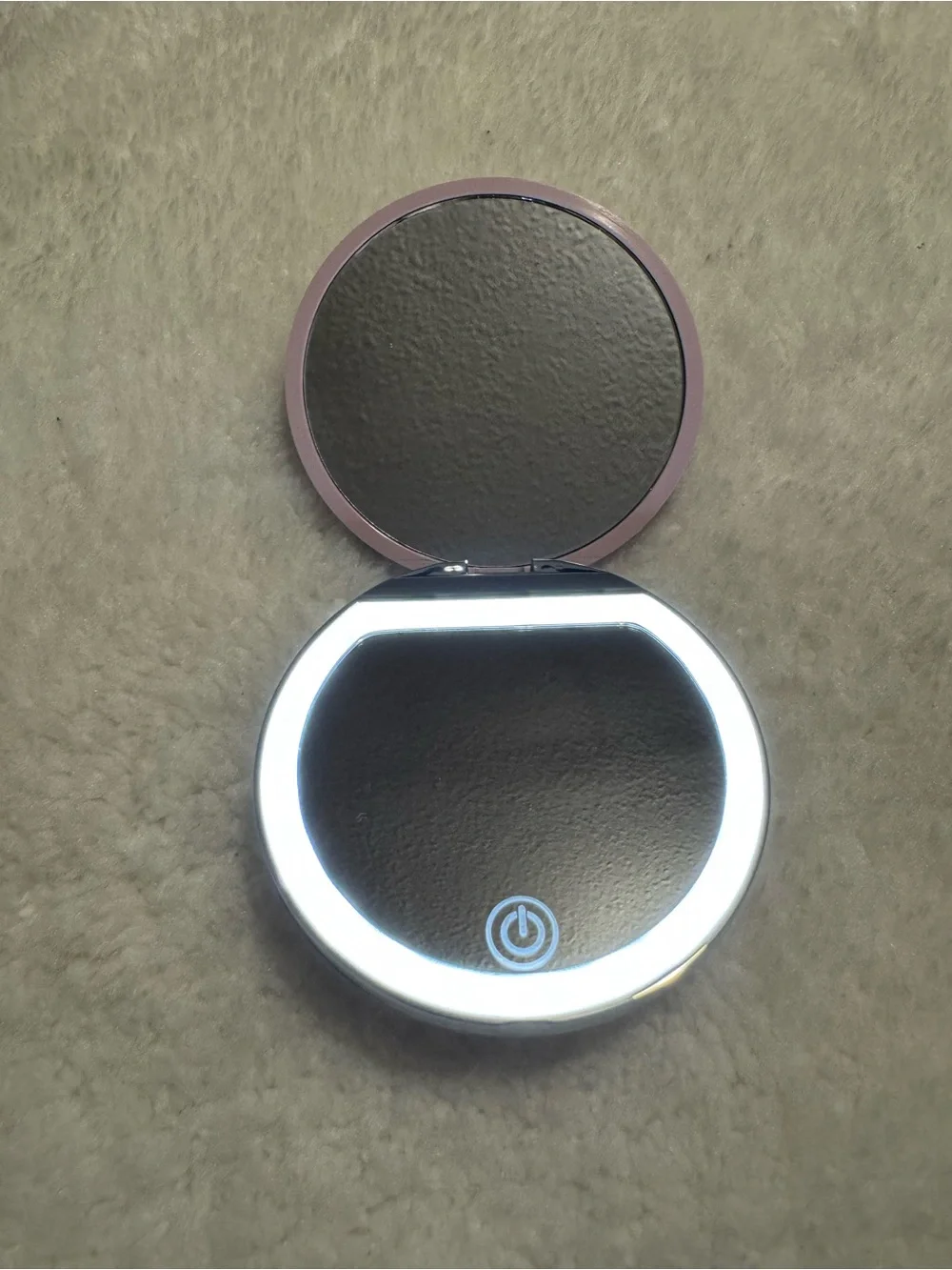Compact LED Lighted Travel Mirror - Pink
